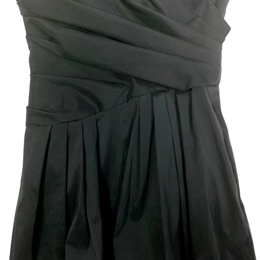 Betsy & Adam Taffeta Strapless Pleated 6 Mini Cocktail Dress Bubble Hem Black - Picture 6 of 11
